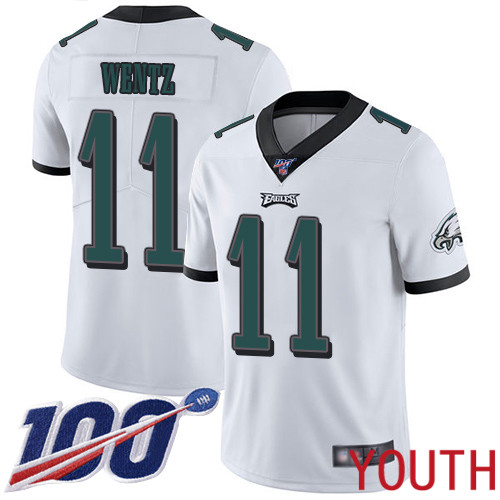 Youth Philadelphia Eagles #11 Carson Wentz White Vapor Untouchable NFL Jersey Limited Player Season->youth nfl jersey->Youth Jersey